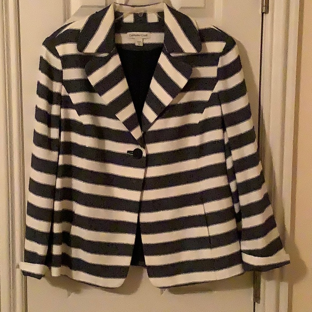 Coldwater creek striped one button blazer.